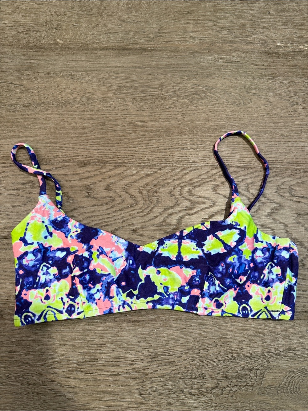 Neon Abstract Print Bikini Top - Bright Multicolor size small